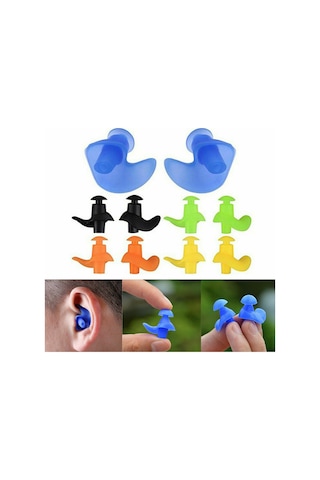 Yüzme, Duş, Sörf Ve Diğer Su Sporları İçin Çift Su Geçirmez Yeniden Kullanılabilir Silikon Kulak Tıkacı, Yeşil