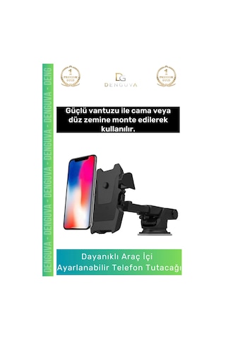 Telefontutacağı Güçlü Vantuzlu Dayanıklı Silikon Pedli Evrensel Tablet Siyah Araba Içi Telefon Tuta Diğer