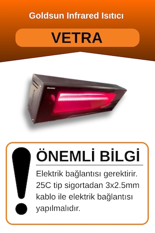 Vetra 2500 Watt Gsv25 Su Dayanıklı Seramik Camlı Elektrikli Isıtıcı-siyah