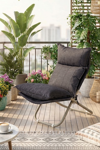 Lumis Garden Prestij Katlanabilir Lounge Koltuğu Çıkarılabilir & Yıkanabilir Kılıf, Modern Metal İskelet Antrasit