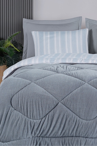 Eponj Home Uyku Seti Wellsoft Yorganlı Pofuduk 3 Parça Tek Kişilik Soft Line Gri Gri