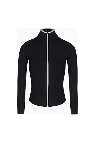 Because Of Alice Base Contrast Trim Zip Up Jacket Şekillendirici Kontrast Detaylı Kadın Ceket Siyah
