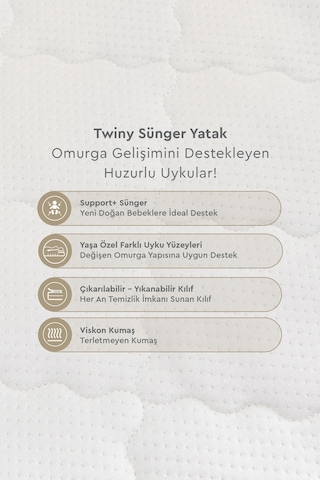 Yataş Mini Twiny Yıkanabilir Kılıflı Sünger Bebek Yatağı 70 x 110 CM