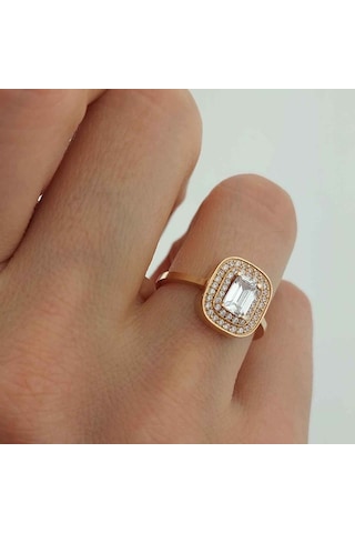 Altınbeyı Baget Taşlı Altın Yüzük 14 Ayar 2.21 Gram Abyyzk0143