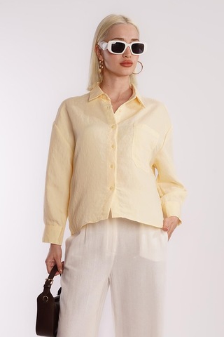 Madmext Sarı Çizgili Oversize Kadın Gömlek Mg2093 Sarı
