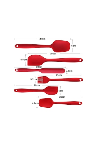 Valletta Drongo 6 Parça Silikon Spatula Seti Kırmızı
