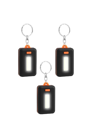 Telvesse 3 Modlu Anahtarlık El Feneri Mini Cob Led Lamba Acil Durum Işığı Siyah