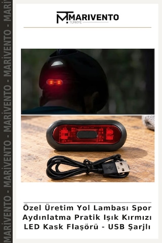 Özel Üretim Yol Lambası Spor Aydınlatma Pratik Işık Kırmızı Led Kask Flaşörü - Usb Şarjlı
