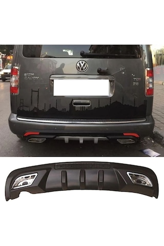 Vw Caddy Difüzör Difizör Siyah + Kare Egzoz Görünüm C Tip