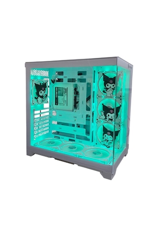 Kuromi Karakterli 7 Argb Fanlı Beyaz Akvaryum Kasa