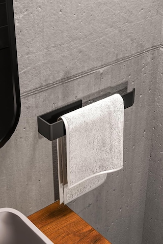Zift Unique Paslanmaz Çelik Mat Siyah Havlu Askısı - Yapışkanlı Havluluk - Banyo & Lavabo Havlu Tutacağı - Stil Genel