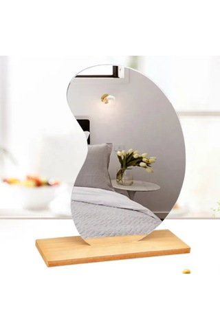 Gaman Ahşap Standlı Masaüstü Asimetrik Makyaj Aynası
