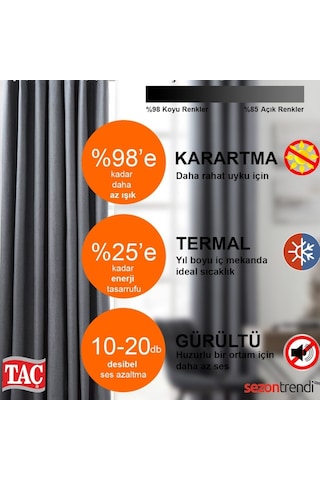 Perdecix Blackout Karartma Fon Perde 9 Renk Pilesiz - Curtain