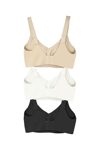 Cottonhill Seamless Bra - Curve Lazer Kesim Dikişsiz Toparlayıcı Büyük Beden Kadın Sütyen 3'lü Paket-2 Çok Renkli