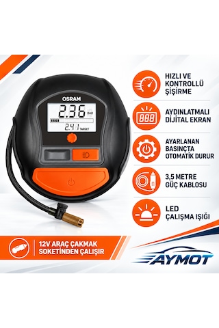 Osram Tyreinflate 1000 12v Dijital Otomatik Lastik Şişirme Kompresörü -
