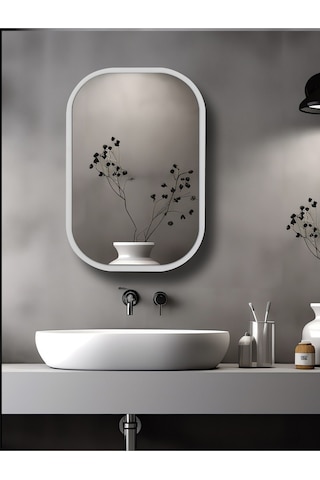 Side Beyaz 45X60Cm /Banyo Dolabı Aynalı / Lavabo Üstü Dolap / Banyo Düzenleyici / Aynalı Dolap Beyaz