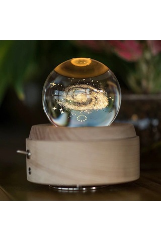 Yifomall "led Işık Projeksiyonlu Dönen Kristal Küre Müzik Kutusu - Usb Şarjlı Dekoratif Hediye"