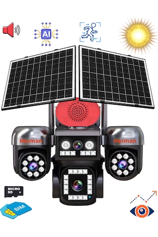 Heiman Hm-892 4g Sim Kartlı 4 Kameralı 3 Telefondan Kontrol 12mp Hd Kamera