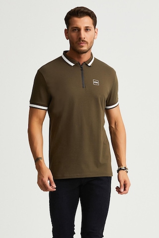 Alexander Gardi Alexandergardı Fermuar Detaylı Polo Yaka T-shirt Barakm Haki
