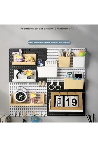 Topshop1 11 Parça Beyaz Taban Plakası Seti Ve Aksesuar Seti Masaüstü Depolama Rafı Öğrenci Yurdu İçin Duvara Monte Edilebilir