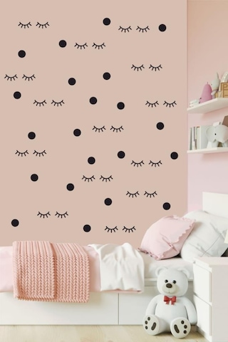 Kirpik Dekoratif Duvar Sticker. Siyah (7 Cm Kirpik 32 Adet, 4 Cm