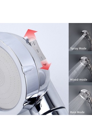 Ulzyvf 3 Fonksiyonlu Basınçlı Duş Başlığı - 360 Dönebilir, Su Durdurma Özellikli, Pratik Diğer