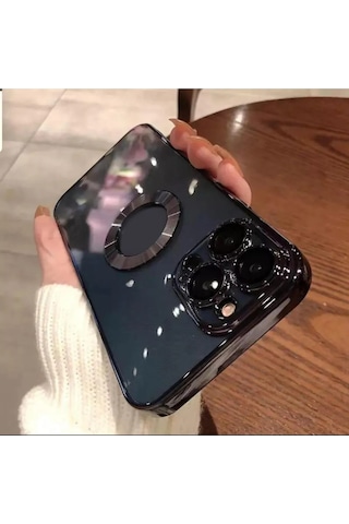 İphone 14 Promax Uyumlu Extra Kamera Korumalı Kamerası Cam Lensli Lazer Lüx Kılıf Kapak Tam Koruma Siyah