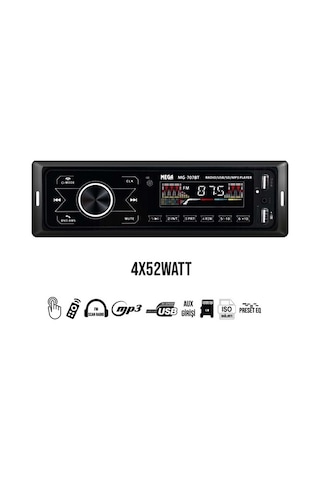 Mega Oto Teyp 4X52W Bt/Usb/Sd/Fm/Aux Dokunmatik Mg-707Bt N11.419