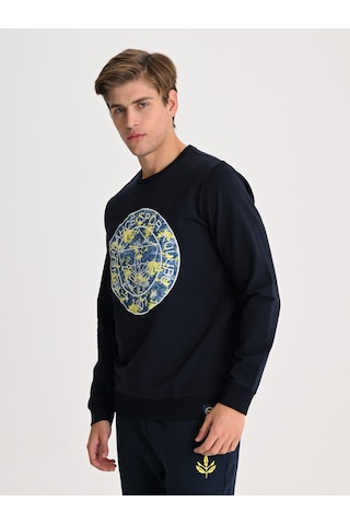 Fenerbahçe Lacivert Tribün Kamuflaj Logolu Erkek Sweatshirt Fb Laci Yeni