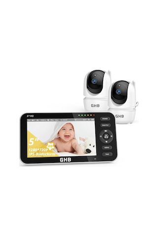 Ghb Bebek Monitörü 2 Kamera, 5 Inç 720p Hd Ekran, Vox Modu Kamera Sistemi