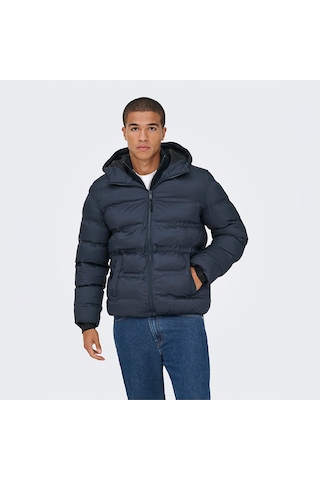 Only&sons Union Seamless Life Puffer Erkek Lacivert Kapüşonlu Mont Lacivert