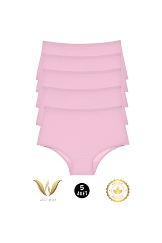 Wcreas Yüksek Bel Pamuklu Kadın Külot, 5'li Paket Pamuklu Yumuşak Kumaş Kadın Külot Pembe