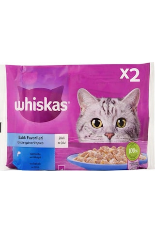 Whiskas Pouch Balık Favorileri Yetişkin Kedi Konservesi 85gr 4'lü 2 Adet
