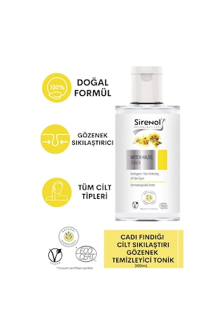 Sirenol Natural Cadı Fındığı Yüz Temizleme Köpüğü 250 ML + Tonik 300 ML + Vitamin C Serum 30 ML + Makyaj Pamuğu 3'lü