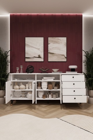Asra Trend Lüks Konsol Tv Ünitesi %100 Mdf Salon Ve Yemek Odası Ünitesi Knsl06 Beyaz