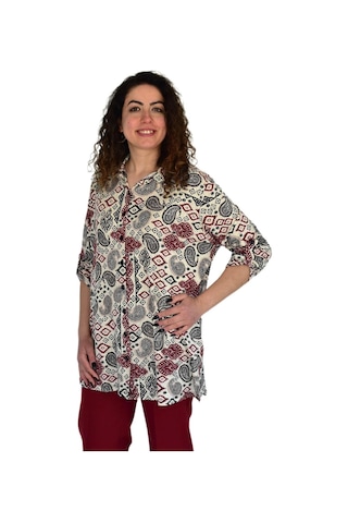 Kadın Büyük Beden Viskon Bluz Bgl-st04253 Bej