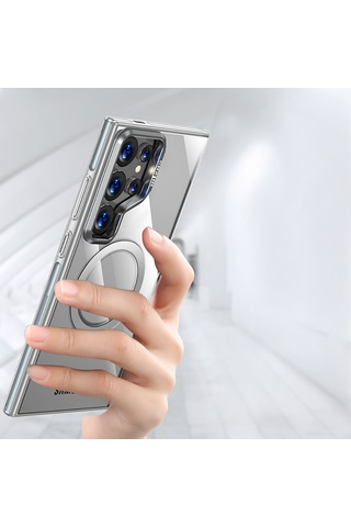 Galaxy S25 Ultra Kılıf Magsafe Uyumlu Wlons Standlı Efsane Kapak Gri Gri