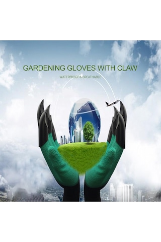 Symbee Yeşil Bahçe Toprak Kazma Eldiveni - 8 Abs Pençe, Lastik Kaplama, Su Geçirmez, Erkek/kadın İçin Çiftli Bahçe Eldiveni