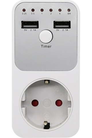 Yaleker Akıllı Zaman Kontrolü Çevirici Prizi, 2 Usb 5v/2.1a Çıkışı, 16a/3680w Yük Kapasitesi, Avrupa Standartı Eu