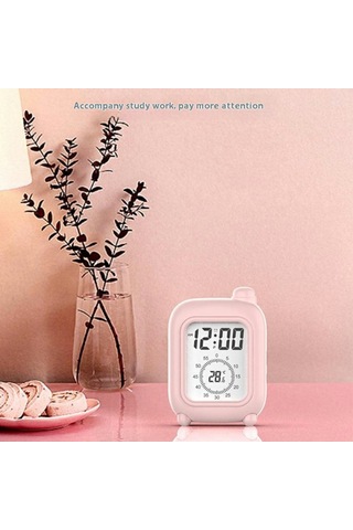 Mini Bavul Şeklinde Şarj Edilebilir Görsel Zamanlayıcı Saat Çalışma, İş, Öz Disiplin, Zaman Yönetimi Aracı - Pembe Pembe
