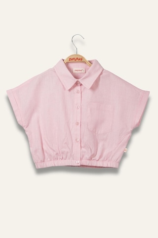 Kız Çocuk Beli Lastikli Gömlek - Pembe Pembe