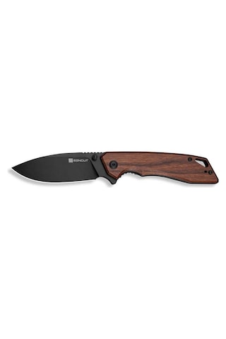 Sencut Stratex Guibourtia Wood Handle Black 9cr18mov Blade Kamp Çakı Kahverengi
