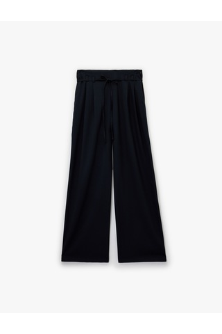 Koton Beli Bağcıklı Cepli Geniş Paça Palazzo Pantolon Lacivert 6wak40165pw