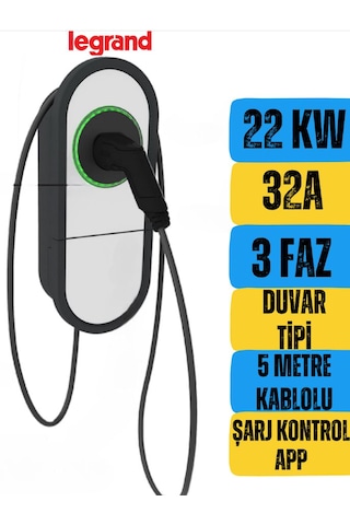 Legrand Elektrikli Araç Şarj İstasyonu 22 Kw Kablolu Duvar Tipi