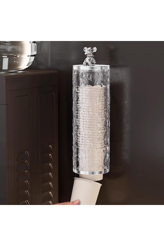 Ayt Sunup Sn-27110 Kendinden Yapışkanlı Plastik Karton Bardak Dispenseri Su Sebili Kahve Makinası Yanı Bardaklık Gri