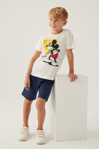 Mickey Mouse Beyond Krem Erkek Çocuk Bermuda Takım 5274-42797 Krem