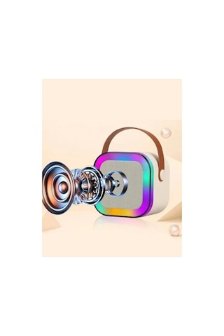 Karaoke Kablosuz Hoparlör Mikrofonlu Rgb Işıklı Bluetooth Speaker Tf Kart/usb Siyah