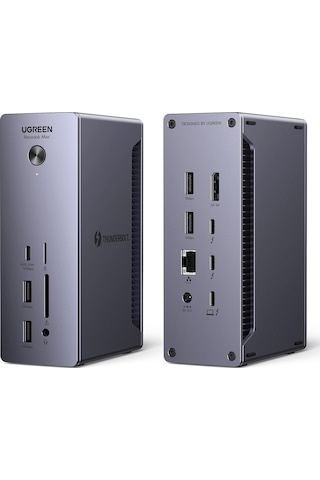 Ugreen Revodok Max 213 Thunderbolt 4 Bağlantı İstasyonu 40 Gb/sn Çift 4k 60hz, Tek 8k Ekran , Dizüstü Bilgisayar İçin 13'ü 1 Arada Bağlantı İstasyonu 90 W Şarj, 2,5 Gb/sn Ethernet, Microsd Ve Sd 4.0, 3,5 Mm Aux