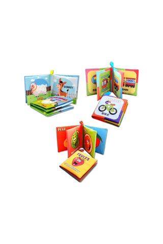 3 Kitap Tox İngilizce Çiftlik Hayvanları, Taşıtlar Ve Meyveler Kumaş Sessiz Kitap E119 E132 E126 - Bez Kitap , Eğitici Oyuncak , Yumuşak Ve Hışırtılı