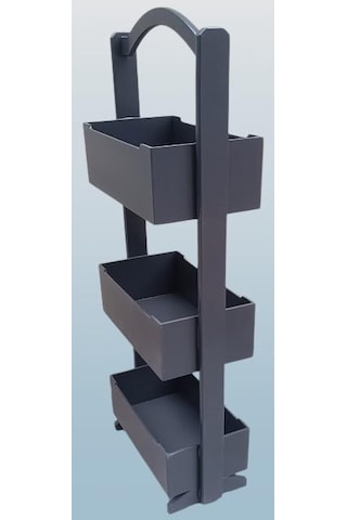 Hobi Adn 90383 Raf Terek 3'lü Geniş İç Hacim Cnc Kesim Ahşap Mdf Antrasit Elyapım